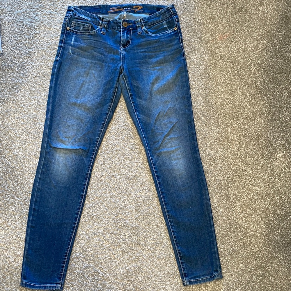 Seven7 Mid Rise Skinny Distressed Jeans - Picture 3 of 10